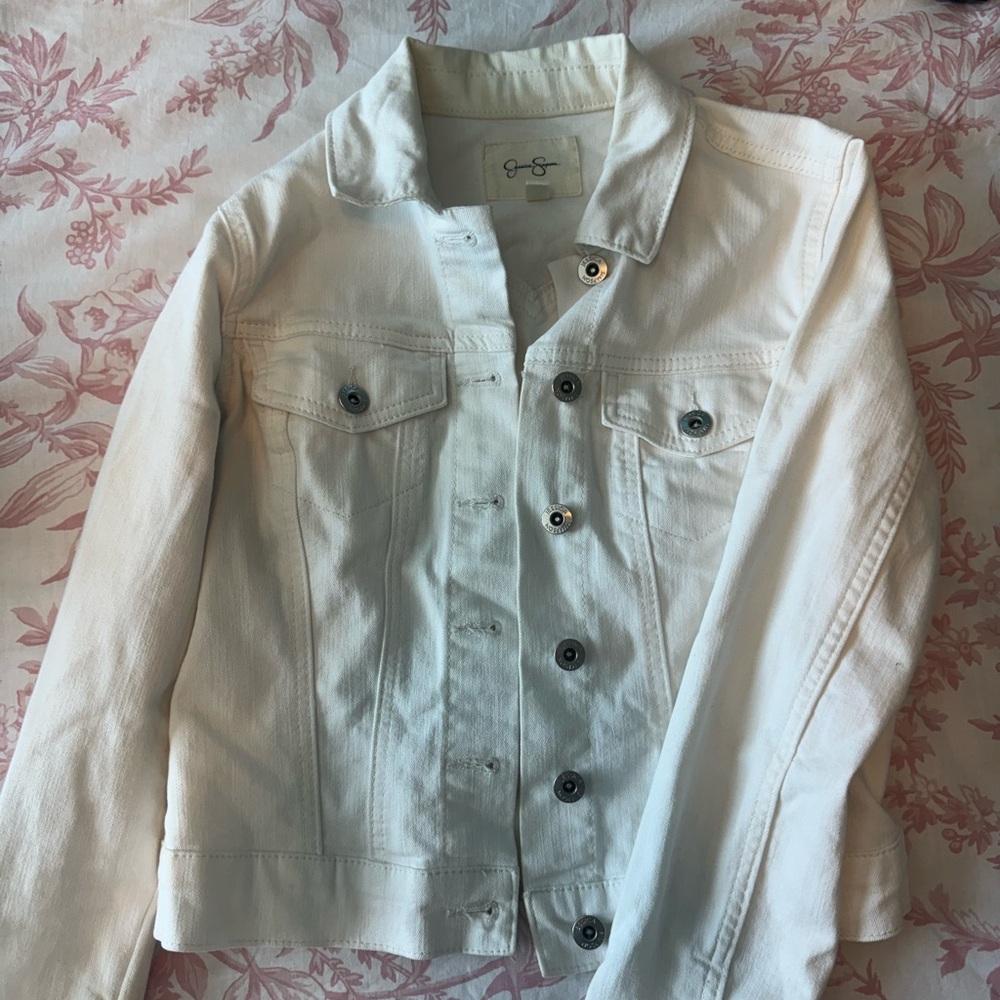 Jessica Simpson Classic White Jean Jacket